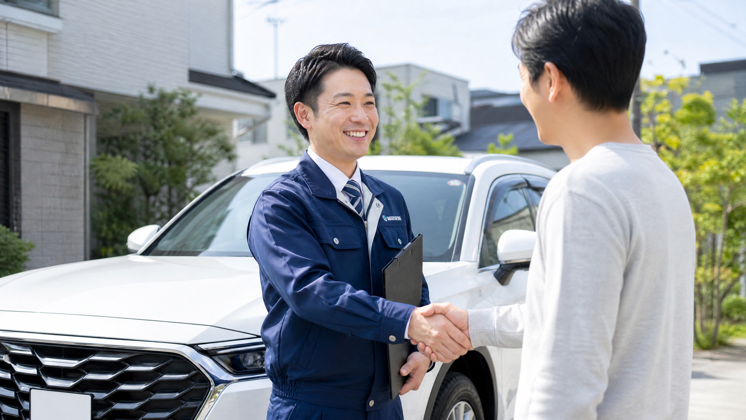 愛車と笑顔の査定士のイメージ写真